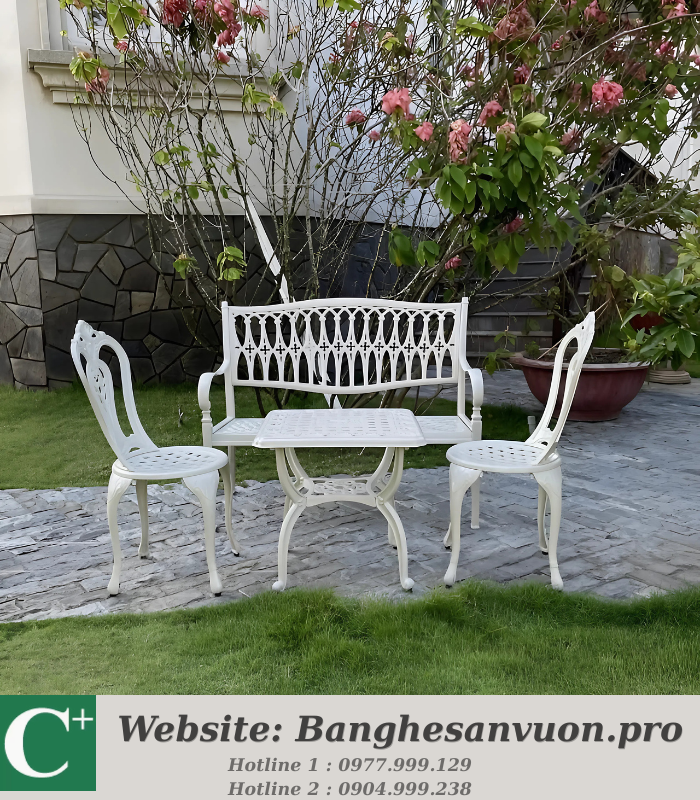 Bộ bàn ghế công viên nhôm đúc SVAN-GMTCV-05V