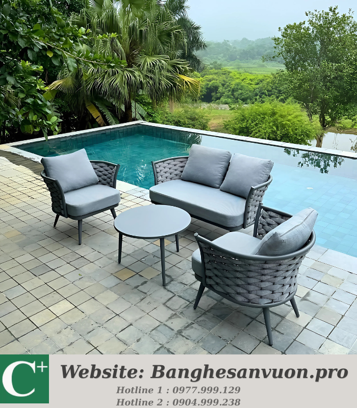 Bộ bàn ghế sofa ngoài trời Rose SVAN-GMTSR-01